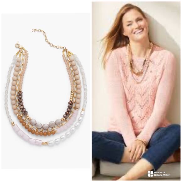 Talbots Pink Safari Statement Necklace EUC Unworn Career Wedding Guest Baby Girl - Picture 11 of 11